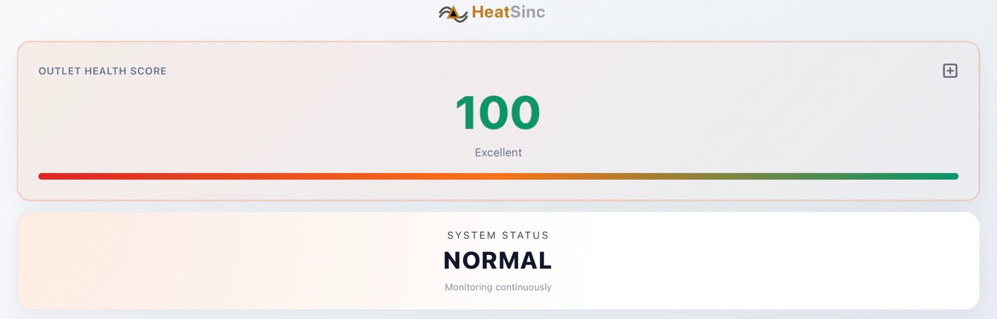 HeatSinc dashboard — normal system status